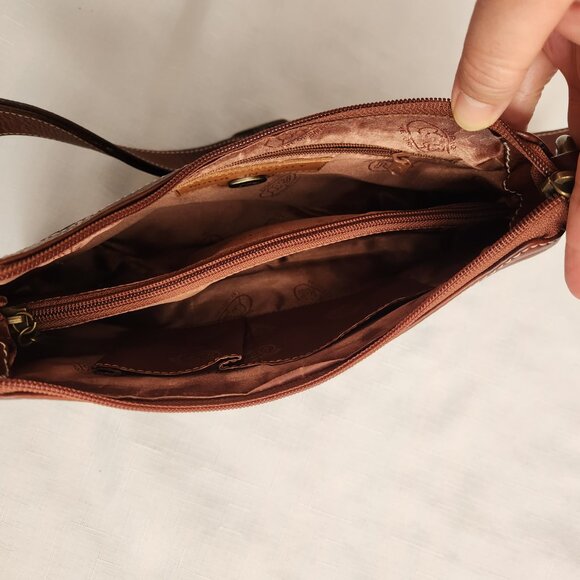 Vera Pelle Avorio Italy Leather Brown/ Multicolor Lady Crossbody/ Shoulder Purse - Picture 10 of 16